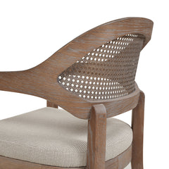 Dining Armchair, Solid Oak Frame with Cane Panel in Taupe Beige