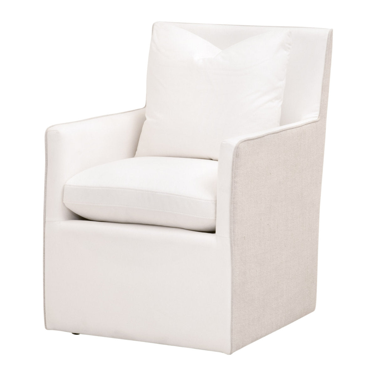 Dining Armchair with Casters, Linen Blend Upholstery