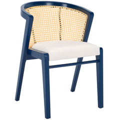 Dining Armchair with Solid Wood Legs and Padded Seat, Navy Frame