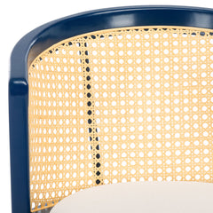 Dining Armchair with Solid Wood Legs and Padded Seat, Navy Frame