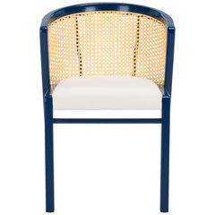 Dining Armchair with Solid Wood Legs and Padded Seat, Navy Frame