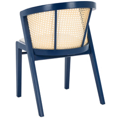 Dining Armchair with Solid Wood Legs and Padded Seat, Navy Frame