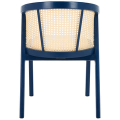 Dining Armchair with Solid Wood Legs and Padded Seat, Navy Frame