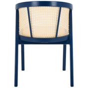 Dining Armchair with Solid Wood Legs and Padded Seat, Navy Frame