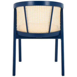 Dining Armchair with Solid Wood Legs and Padded Seat, Navy Frame