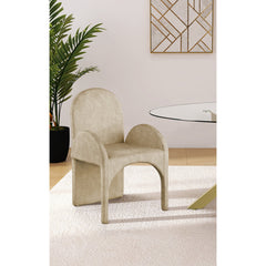 Dining Armchairs, Set of 2, Beige Velvet, Steel Frame, Metal Legs