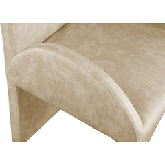 Dining Armchairs, Set of 2, Beige Velvet, Steel Frame, Metal Legs