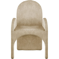 Dining Armchairs, Set of 2, Beige Velvet, Steel Frame, Metal Legs
