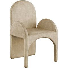 Dining Armchairs, Set of 2, Beige Velvet, Steel Frame, Metal Legs