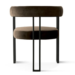 Dining Armchairs, Set of 2, Brown Velvet with Black Metal Legs