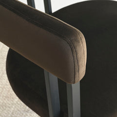 Dining Armchairs, Set of 2, Brown Velvet with Black Metal Legs