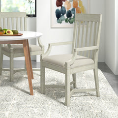 Dining Armchairs, Set of 2, Slat Back with Fabric Upholstery