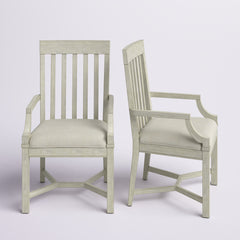 Dining Armchairs, Set of 2, Slat Back with Fabric Upholstery