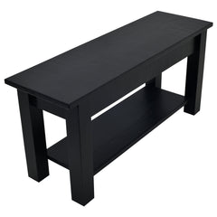 Dining Bench, 36 in W, Solid Fir with Shelf in Black