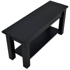 Dining Bench, 36 in W, Solid Fir with Shelf in Black