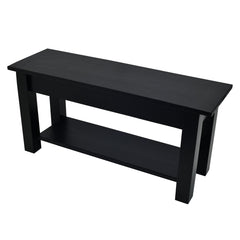 Dining Bench, 36 in W, Solid Fir with Shelf in Black