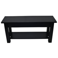 Dining Bench, 36 in W, Solid Fir with Shelf in Black