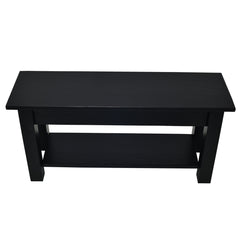 Dining Bench, 36 in W, Solid Fir with Shelf in Black