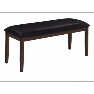 Dining Bench, 47.5 in Wide, Brown Faux Leather with Solid Wood Frame