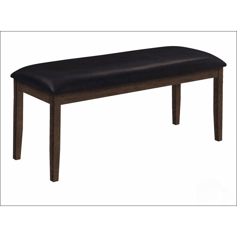Dining Bench, 47.5 in Wide, Brown Faux Leather with Solid Wood Frame