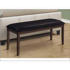Dining Bench, 47.5 in Wide, Brown Faux Leather with Solid Wood Frame