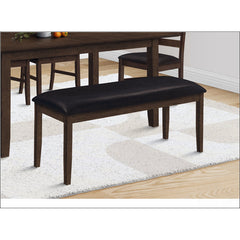 Dining Bench, 47.5 in Wide, Brown Faux Leather with Solid Wood Frame