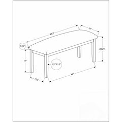 Dining Bench, 47.5 in Wide, Brown Faux Leather with Solid Wood Frame