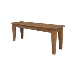 Dining Bench, 47 In Wide Solid Rubberwood with Straight Wood Legs