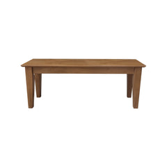 Dining Bench, 47 In Wide Solid Rubberwood with Straight Wood Legs