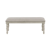 Dining Bench, 48 Inch Fabric Upholstered Seat with Turned Wood Legs