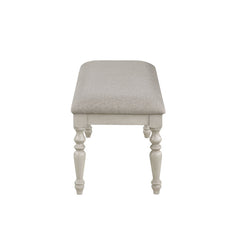 Dining Bench, 48 Inch Fabric Upholstered Seat with Turned Wood Legs