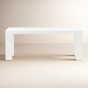 Dining Bench, 49 Inch Wide, White Manufactured Wood with Square Legs