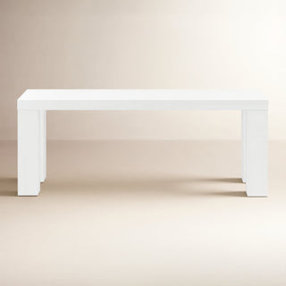 Dining Bench, 49 Inch Wide, White Manufactured Wood with Square Legs