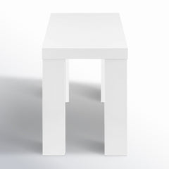 Dining Bench, 49 Inch Wide, White Manufactured Wood with Square Legs