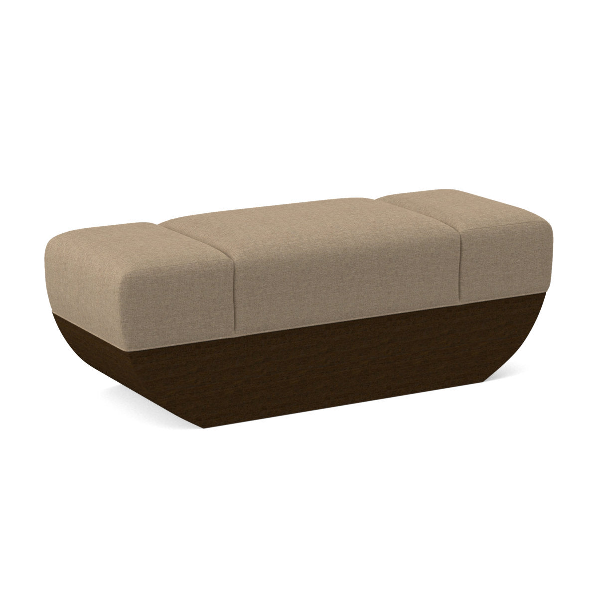 Dining Bench, 50-Inch Upholstered Seat in Flax Polyester with American Walnut Base