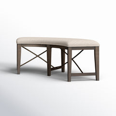 Dining Bench, 52 Inch Pine Wood in Graphite with Beige Fabric Seat
