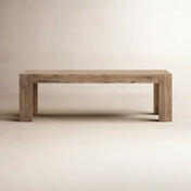 Dining Bench, 58 in W, Solid Acacia Wood in Sandblasted Finish