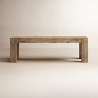 Dining Bench, 58 in W, Solid Acacia Wood in Sandblasted Finish