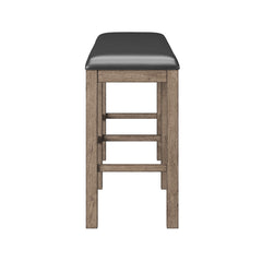 Dining Bench, 60 in Wide, Black Upholstered Seat with Pecan Brown Oak Frame