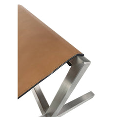Dining Bench, 62 in W, Brown Polyester Blend with Metal X-Legs