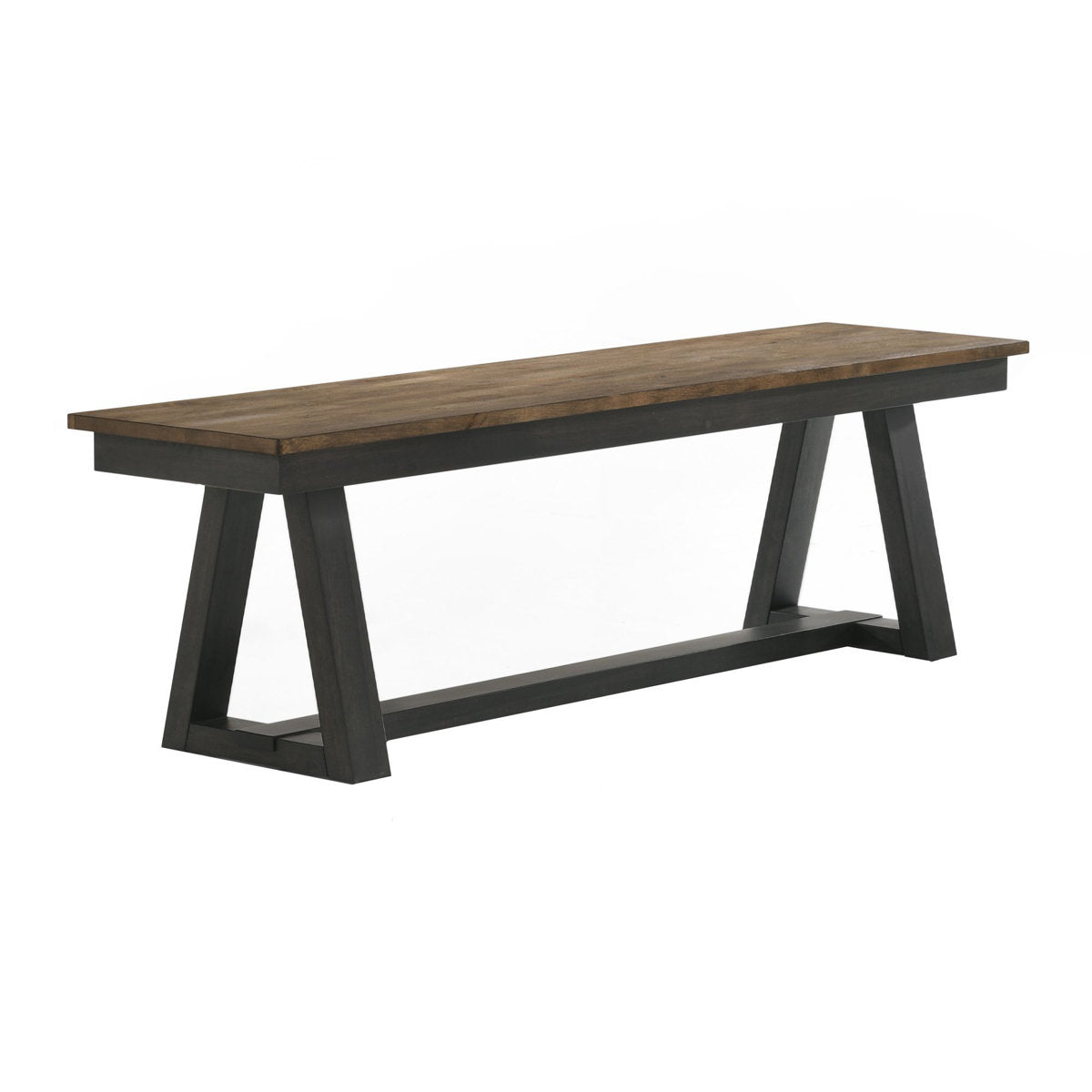 Dining Bench, 62 in W, Solid Wood in Brushed Brown