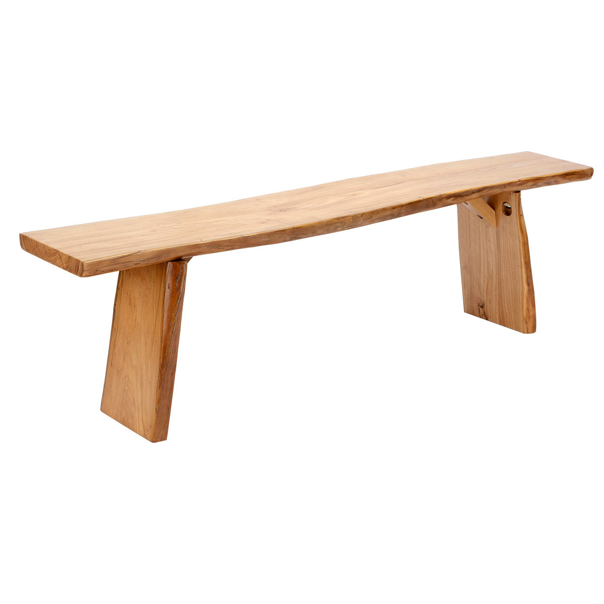 Dining Bench, 63 in W, Solid Elm Wood in Beige