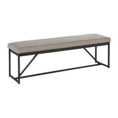 Dining Bench, 64-Inch Backless, Beige Polyester with Metal Legs