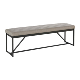 Dining Bench, 64-Inch Backless, Beige Polyester with Metal Legs