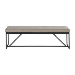 Dining Bench, 64-Inch Backless, Beige Polyester with Metal Legs
