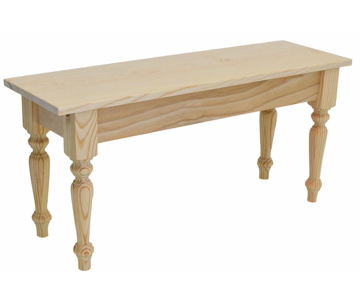 Dining Bench, 66 in Wide Solid Fir Wood with Turned Legs in Natural