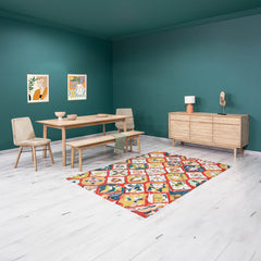 Dining Bench, 67 Inch Solid Acacia Wood with Distressed Finish