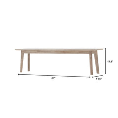 Dining Bench, 67 Inch Solid Acacia Wood with Distressed Finish