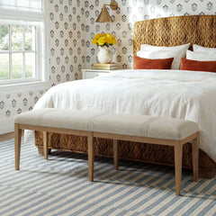 Dining Bench, 68 In Solid Wood with Upholstered Seat