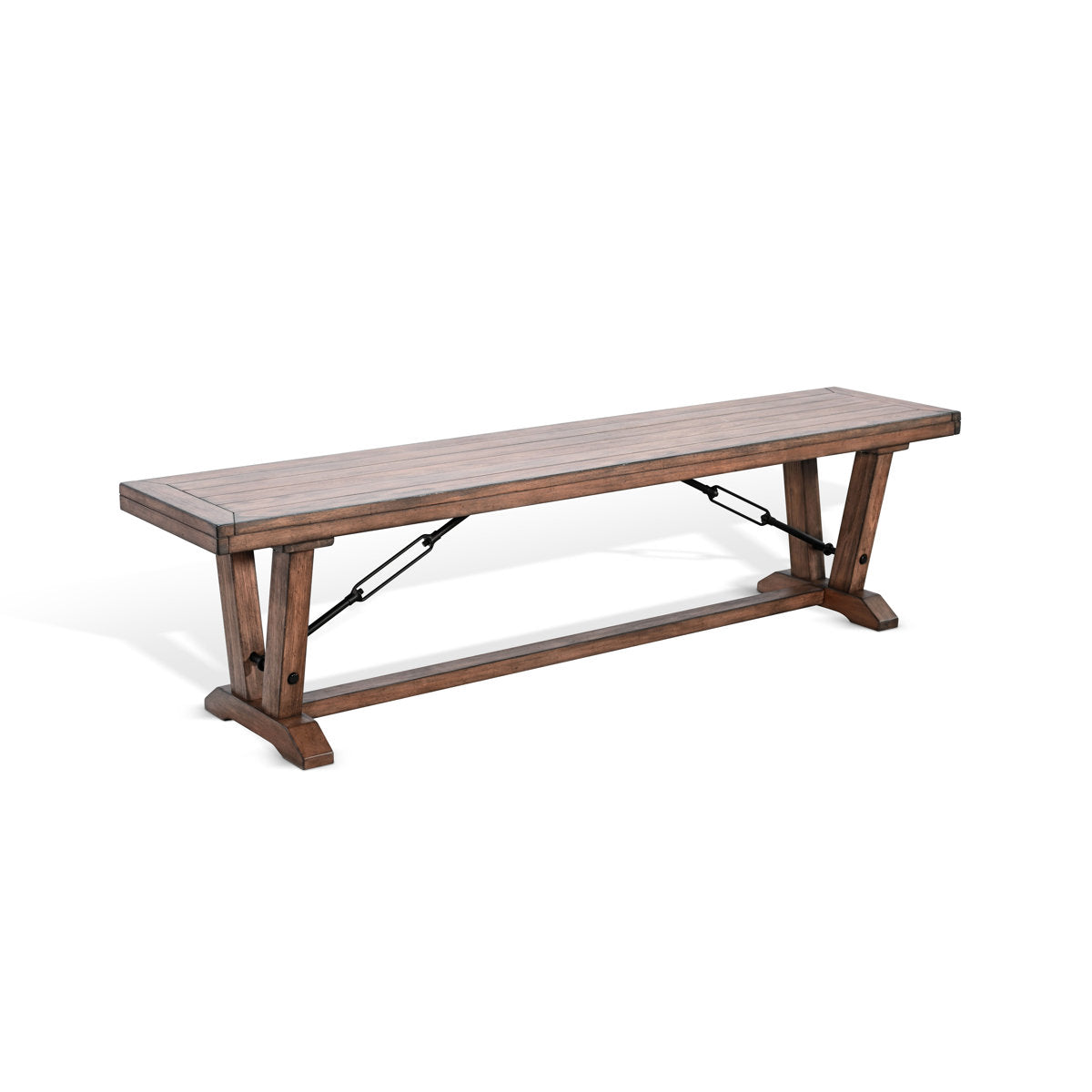 Dining Bench, 70 Inch, Solid Mahogany with Turn Buckle Base